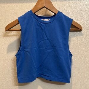 Blue Sleeveless Crop Top